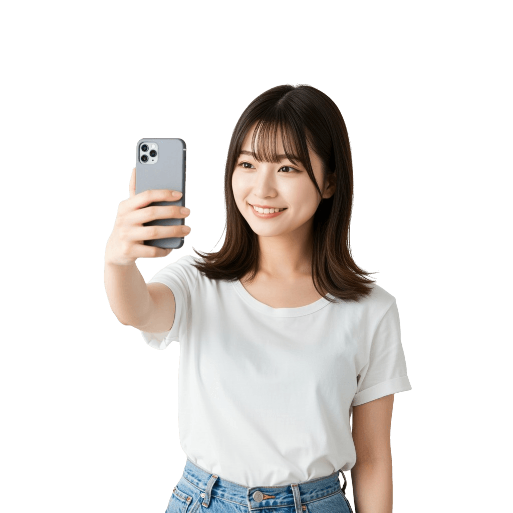 スマートフォンを持つモデル